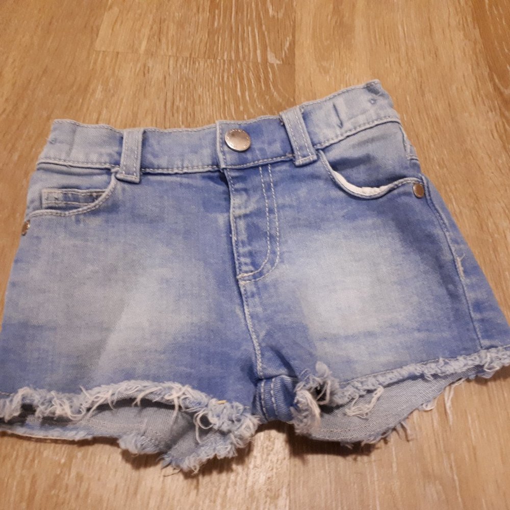 F&F denim shorts blue baby girl sz 12-18M